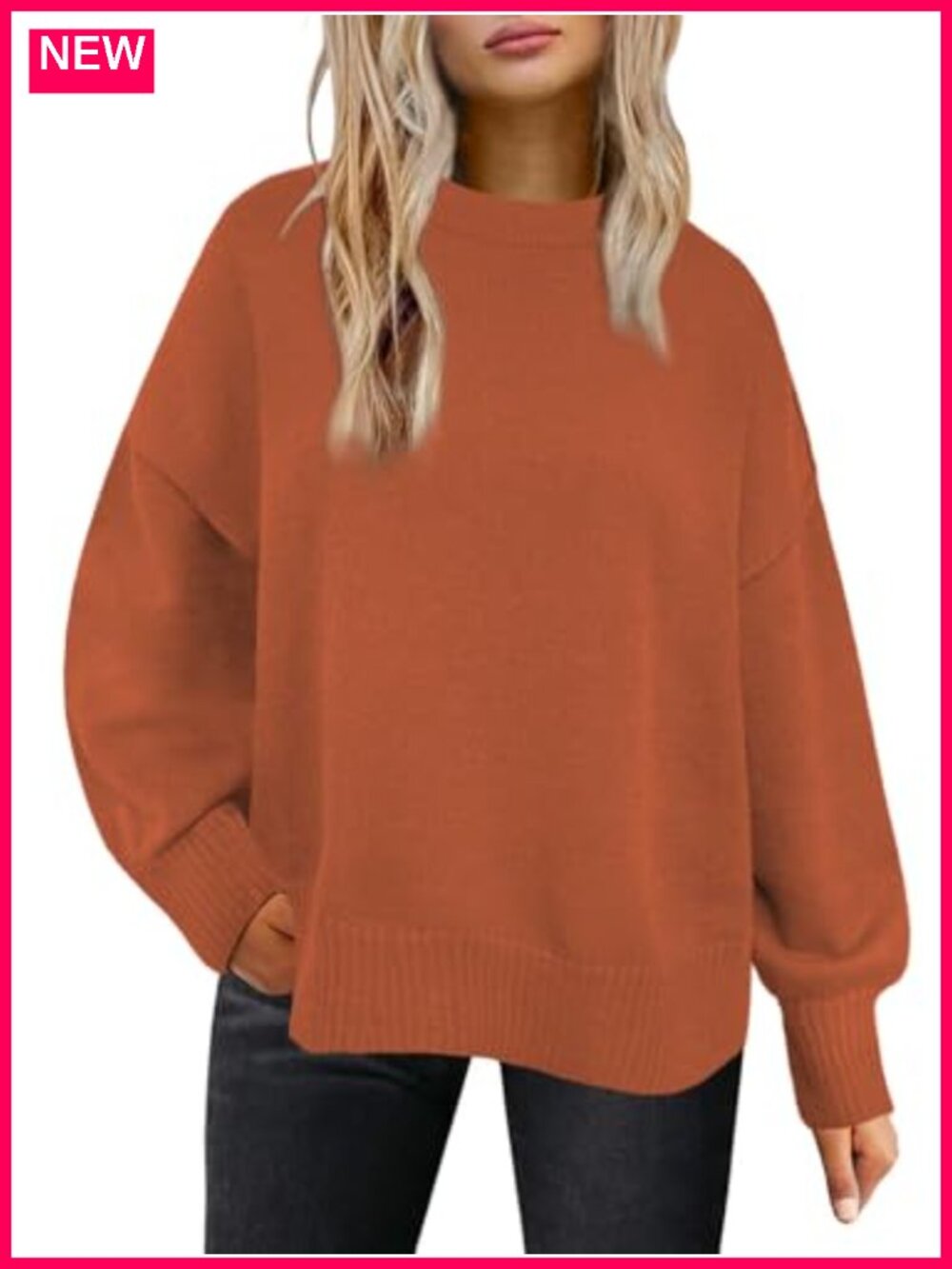 Oversized Crewneck Sweater Long Sleeve Pullover Tunic Top